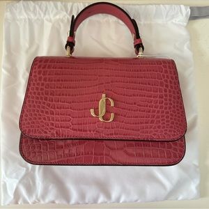 JIMMY CHOO CROC EMBOSSED LEATHER HANDBAG
